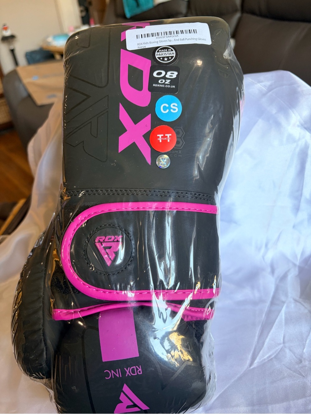 RDX Black & Pink Boxing Gloves - child small